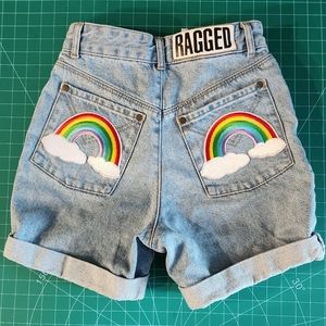 Ragged Priest rainbow patch denim shorts Size XS (26)